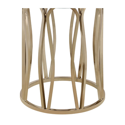 Round Glass Top Table With Polished Metal Base