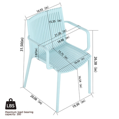4 Modern Stackable Plastic Armchair Matched With Round Table