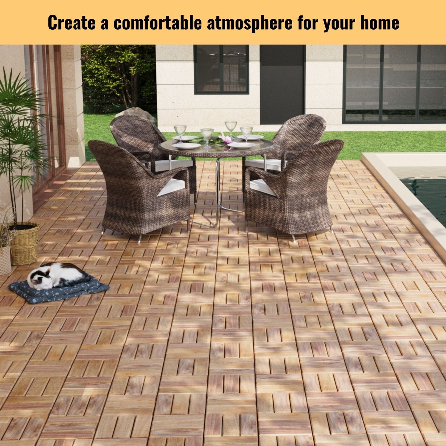 12" X 12" Interlocking Deck Tiles Checker Pattern