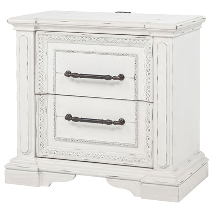 2 Drawer Nightstand With Dual USB Charging Ports - Vintage