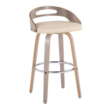 Cassis - Mid Century Modern Fixed Height Barstool With Swivel With Round Footrest (Set of 2)