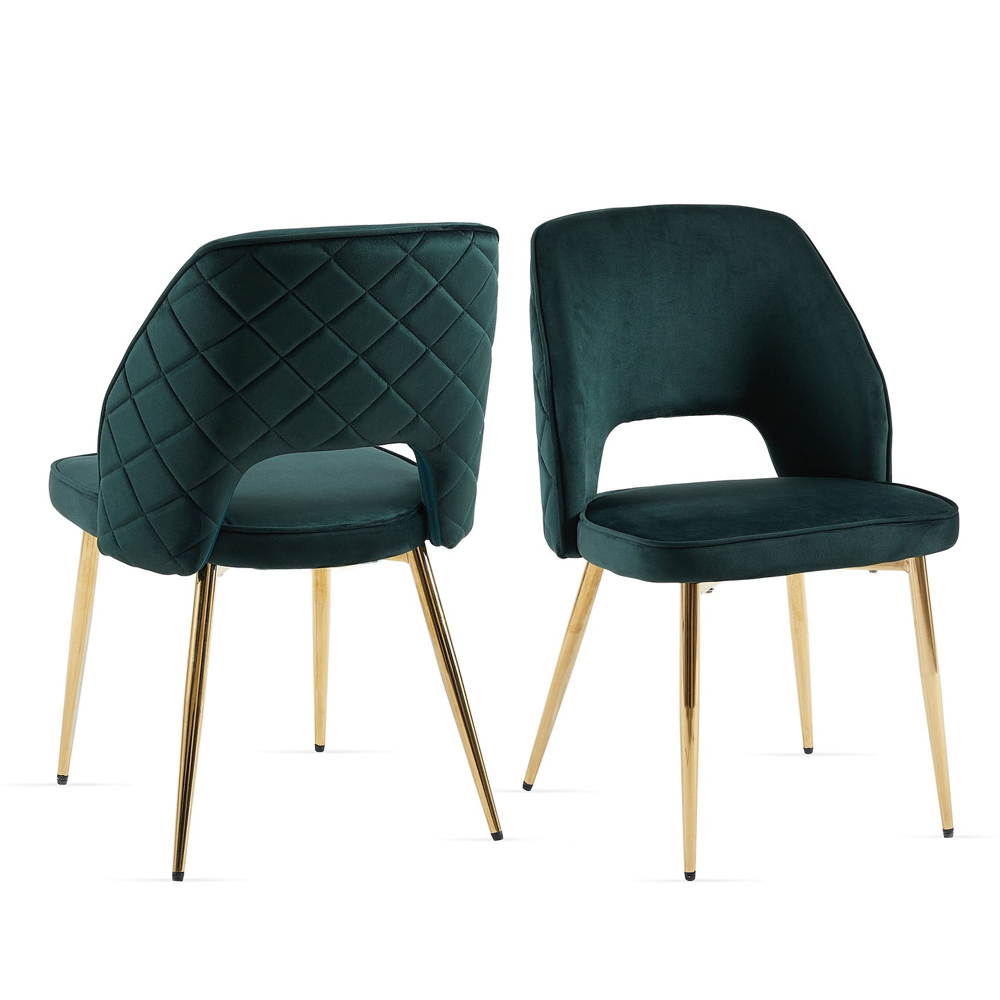 Velvet Dining Chairs With Metal Legs And Hollow Back Upholstered Dining Chairs