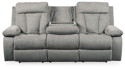 Mitchiner - Fog - REC Sofa w/Drop Down Table