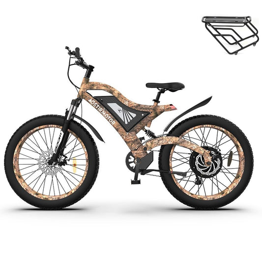 S18 - 1500W 26" 1500W Electric Bike Fat Tire 48V 15Ah Removable Lithium Battery Mountain Bicycle Shimanos Bicycle Full Suspension Mtb Bikes For Adults - Brown