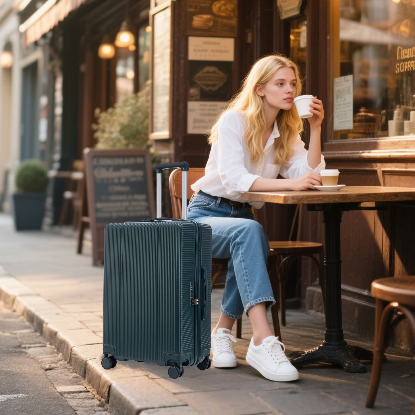 20" / 24" / 28" 3 Pieces / Set Spinner Wheel Luggage, Carry On Suitcase, Matching Color, TSA Combination Lock