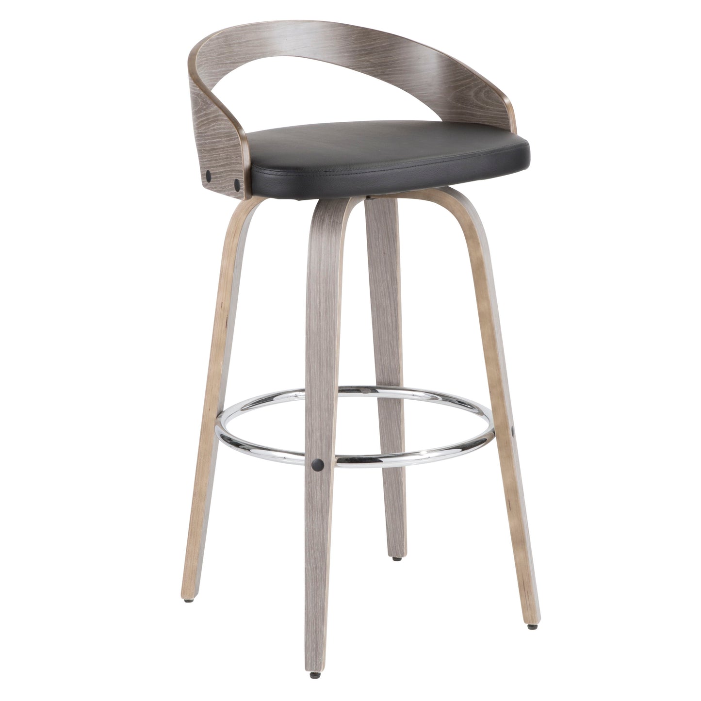 Grotto - Contemporary Fixed Height Barstool With Swivel With Round Footrest (Set of 2)