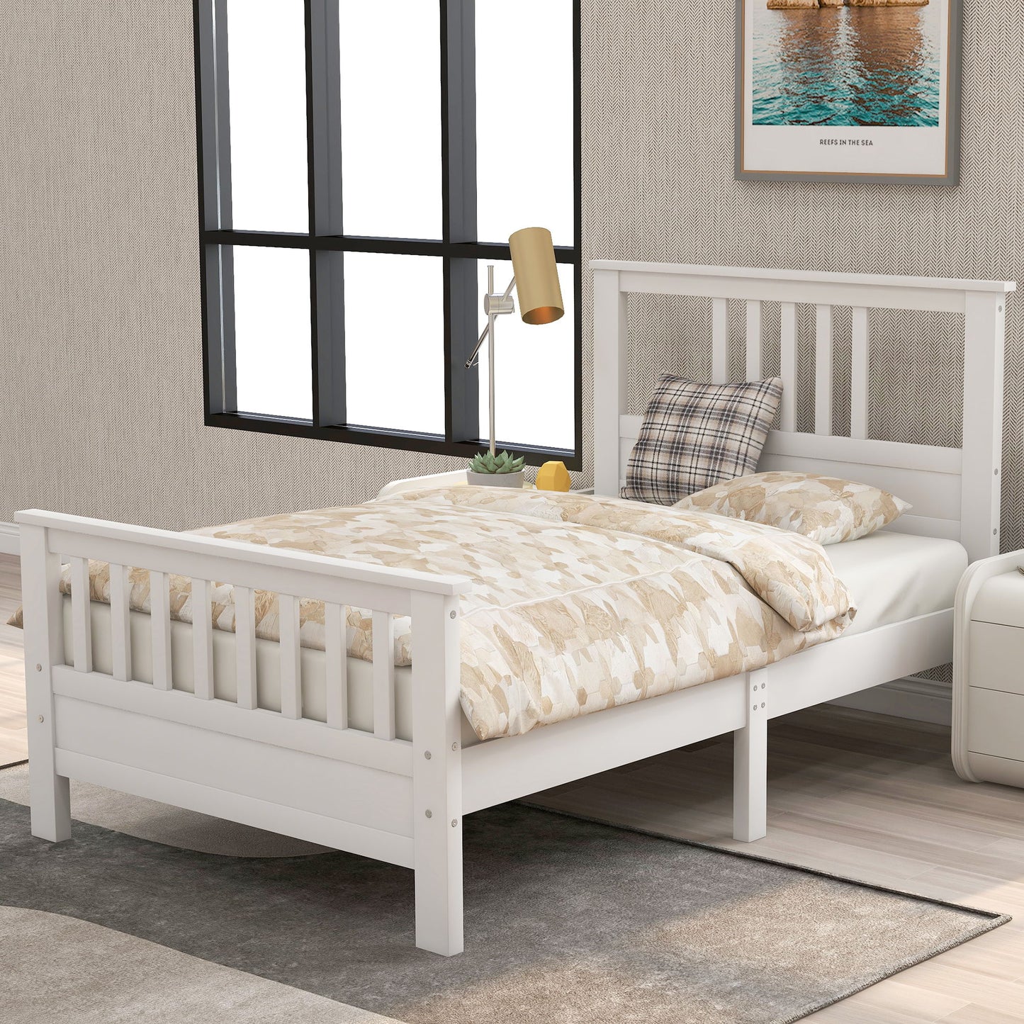 Platform Bed With Paneled Headboard And Footboard