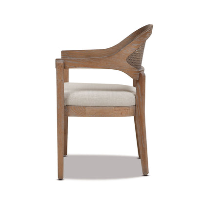 Americana - Mid-Century Modern Cane Back Dining Chair Textured Weave - Taupe Beige