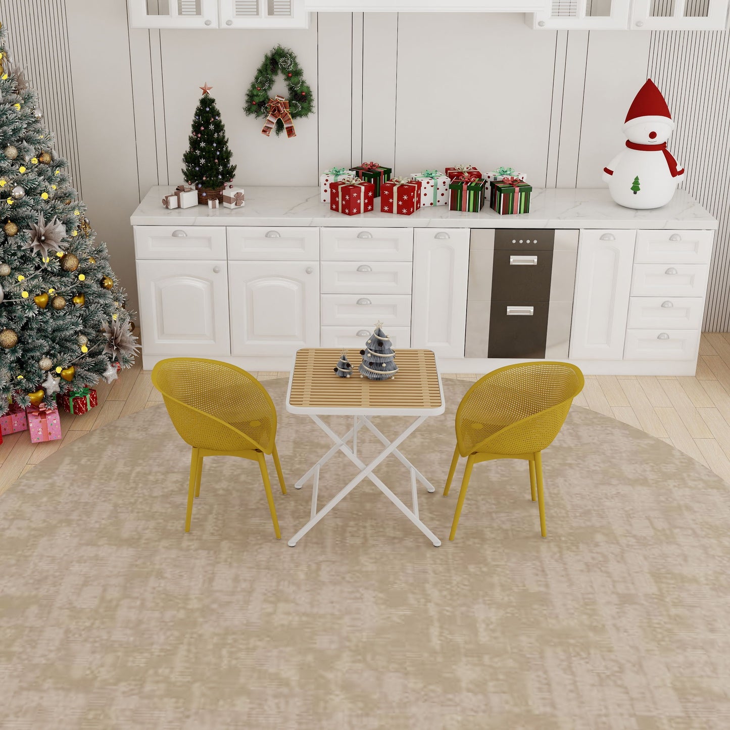 2 Pack Lounge Chair Set & Folding Square Table