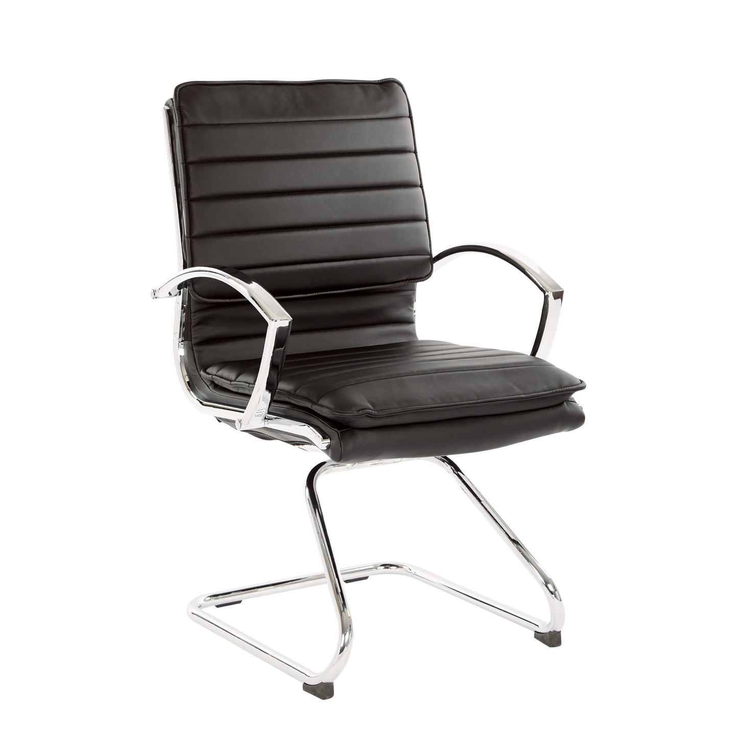 Guest Faux Leather Chair in Black with Chrome Base