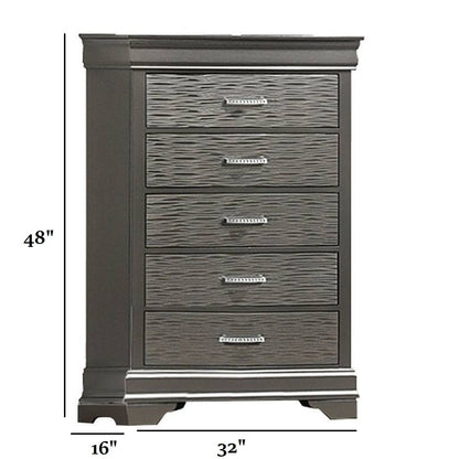 1 Piece Chest With Unique Drawers - Gray