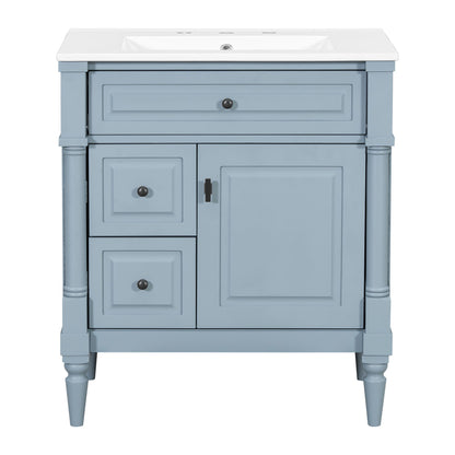Modern Bathroom Vanity With Sink, Freestanding Cabinet With Flip Drawer & Adjustable Shelf