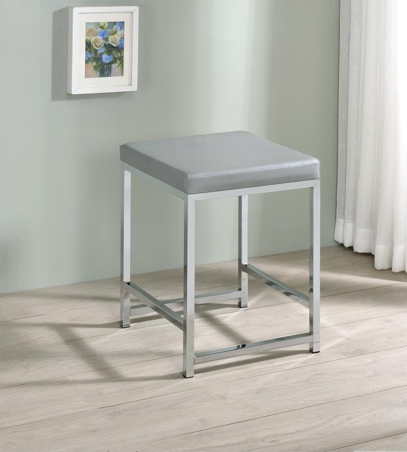 Umbridge - Upholstered Square Padded Cushion Vanity Stool - Light Gray