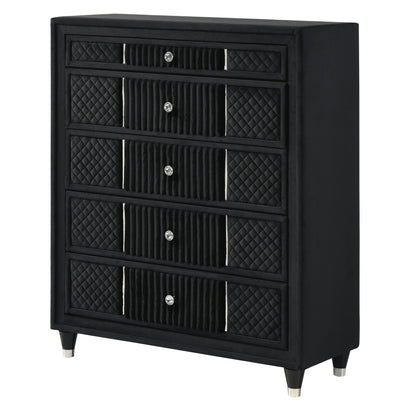 1 Piece Tall Chest Upholstery Textured - Black