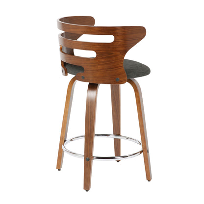 Cosini - Mid Century Modern Fixed Height Counter Stool With Footrest With Swivel (Set of 2)