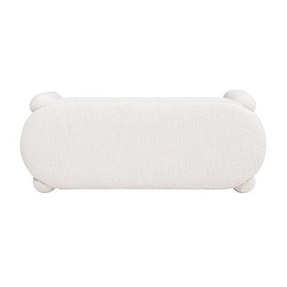 Hugo - Oval Fully Upholstered Bench - Milk Cream White