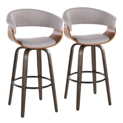 Vintage Mod - Mid Century Modern Fixed Height Barstool With Swivel & Round Footrest (Set of 2)