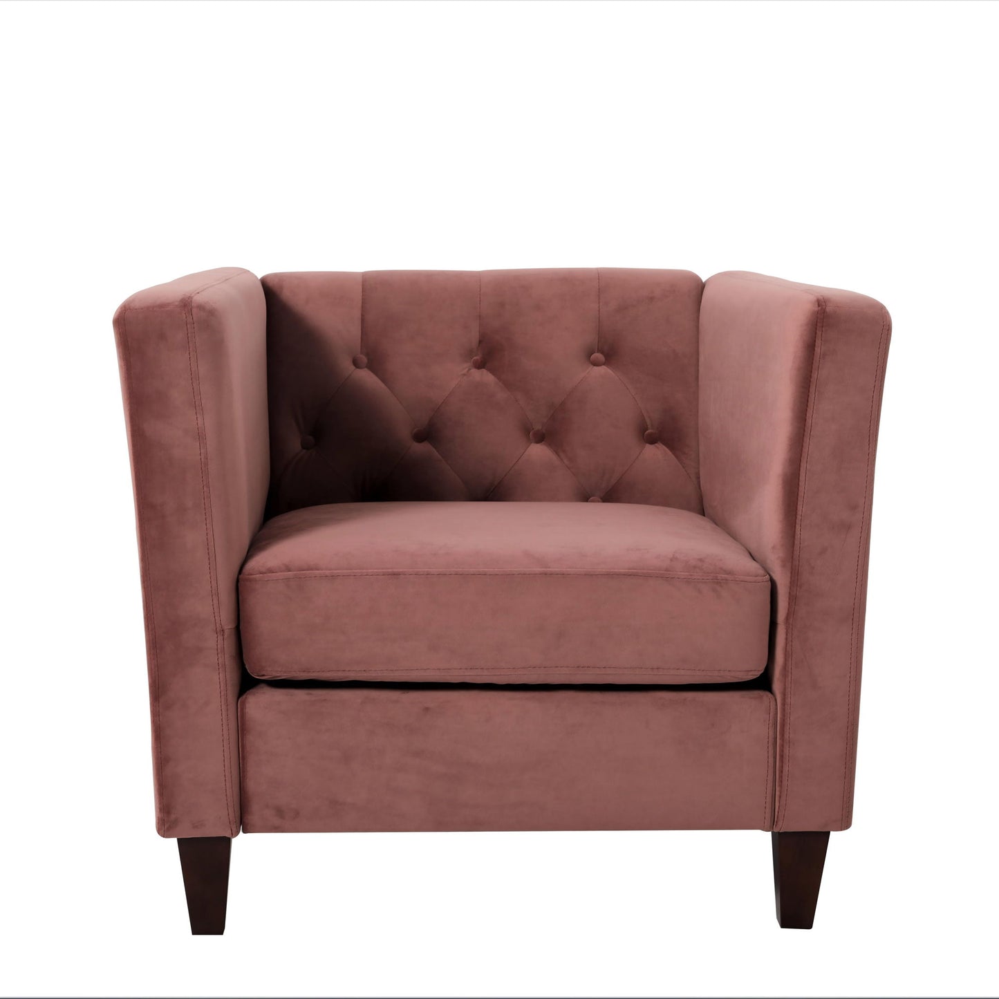 Button Tufted Accent Chair, Square Arms