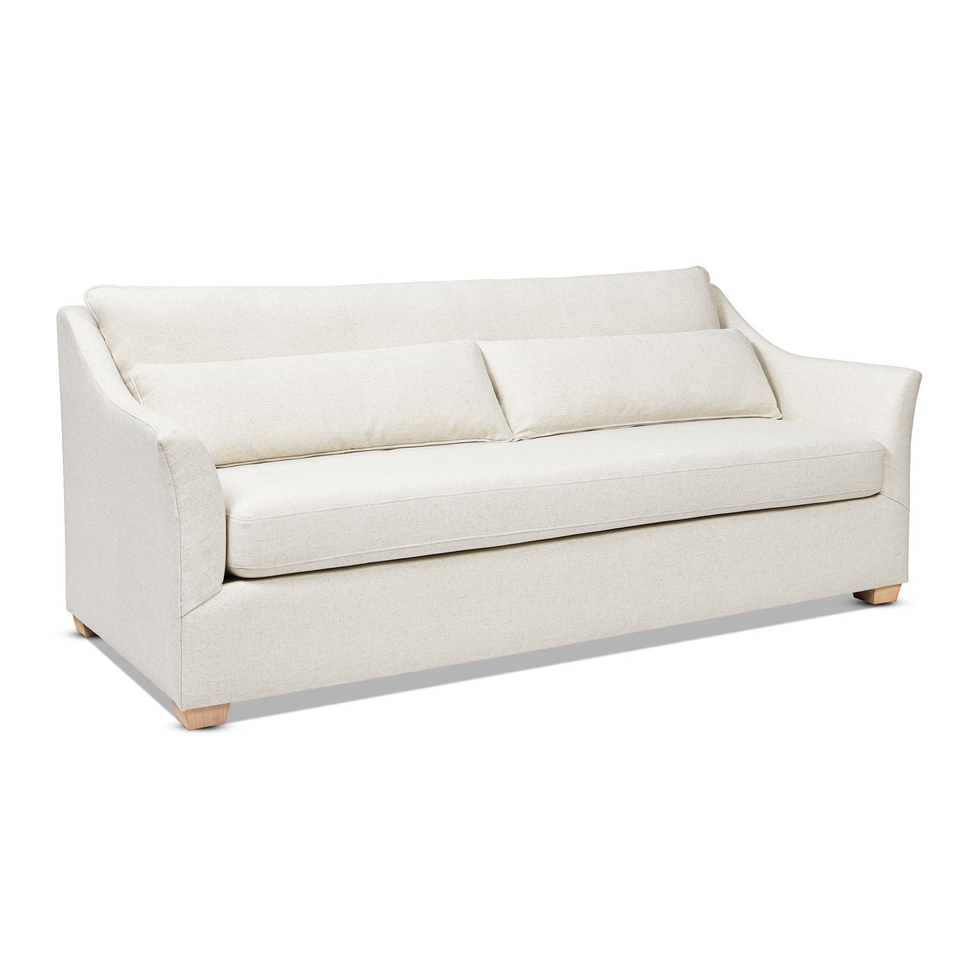 Ada - Flared Arm Contemporary Sofa With Lumbar Pillows - Flax White