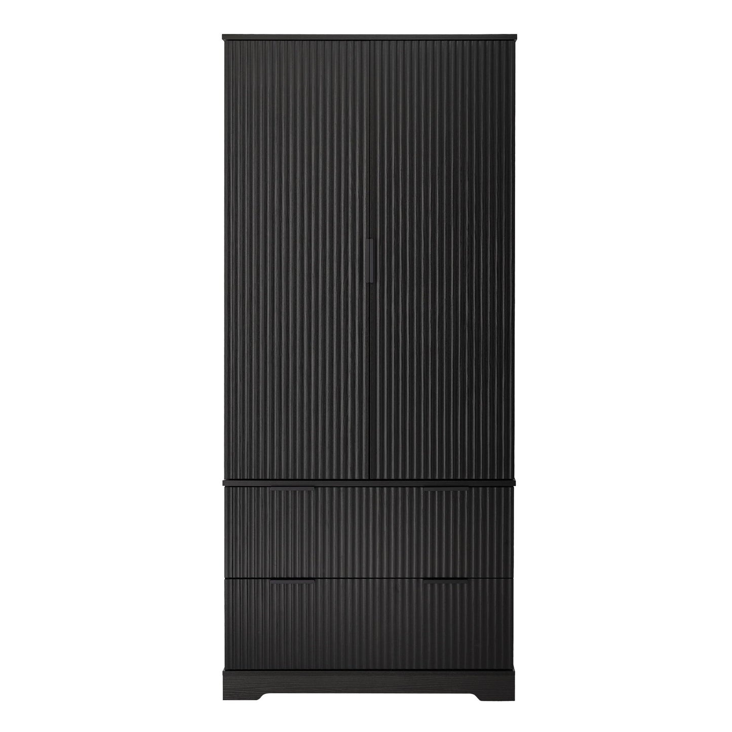 Fluted Kitchen Pantry Cabinet With 2 Large Drawers & 8 Door Spice Rack