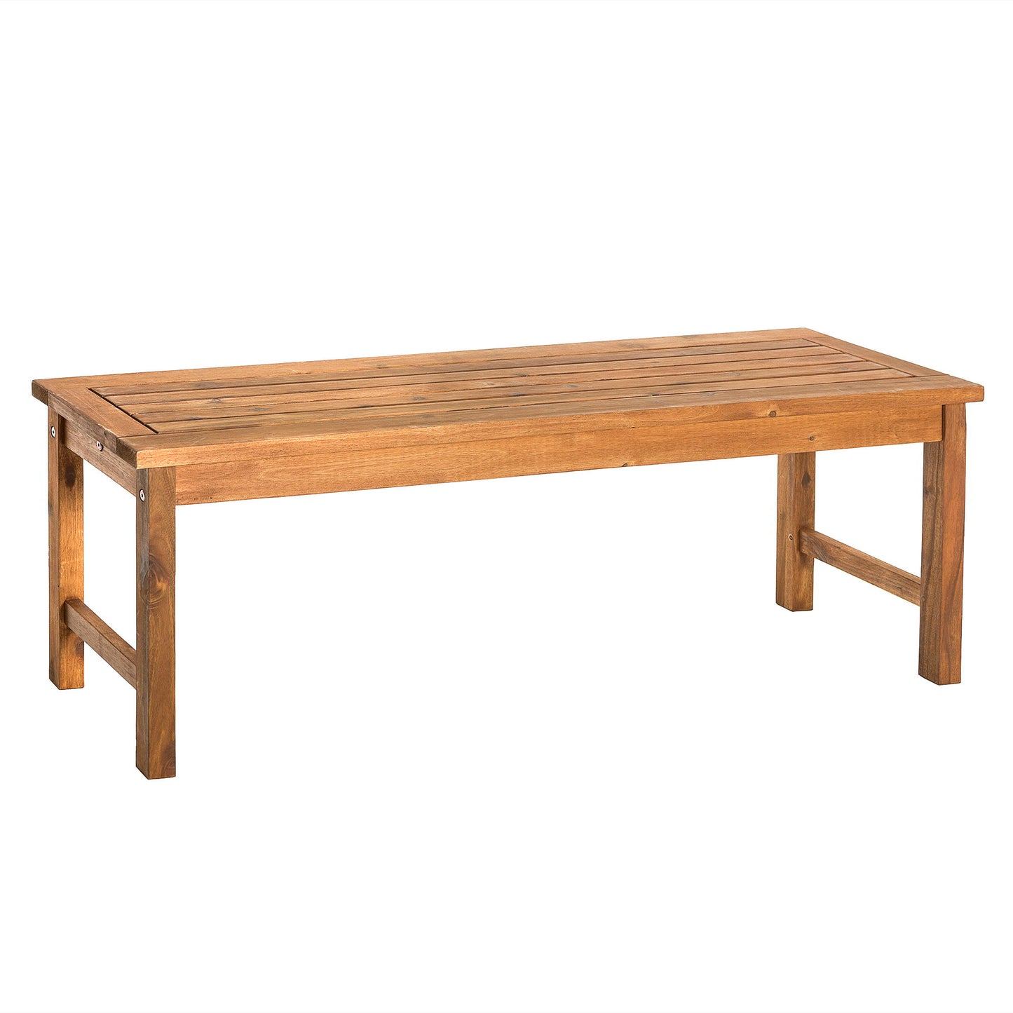 Modern Slat Top Solid Wood Patio Bench