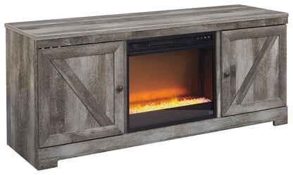 Wynnlow - Gray - Entertainment Center - TV Stand With Glass/Stone Fireplace Insert