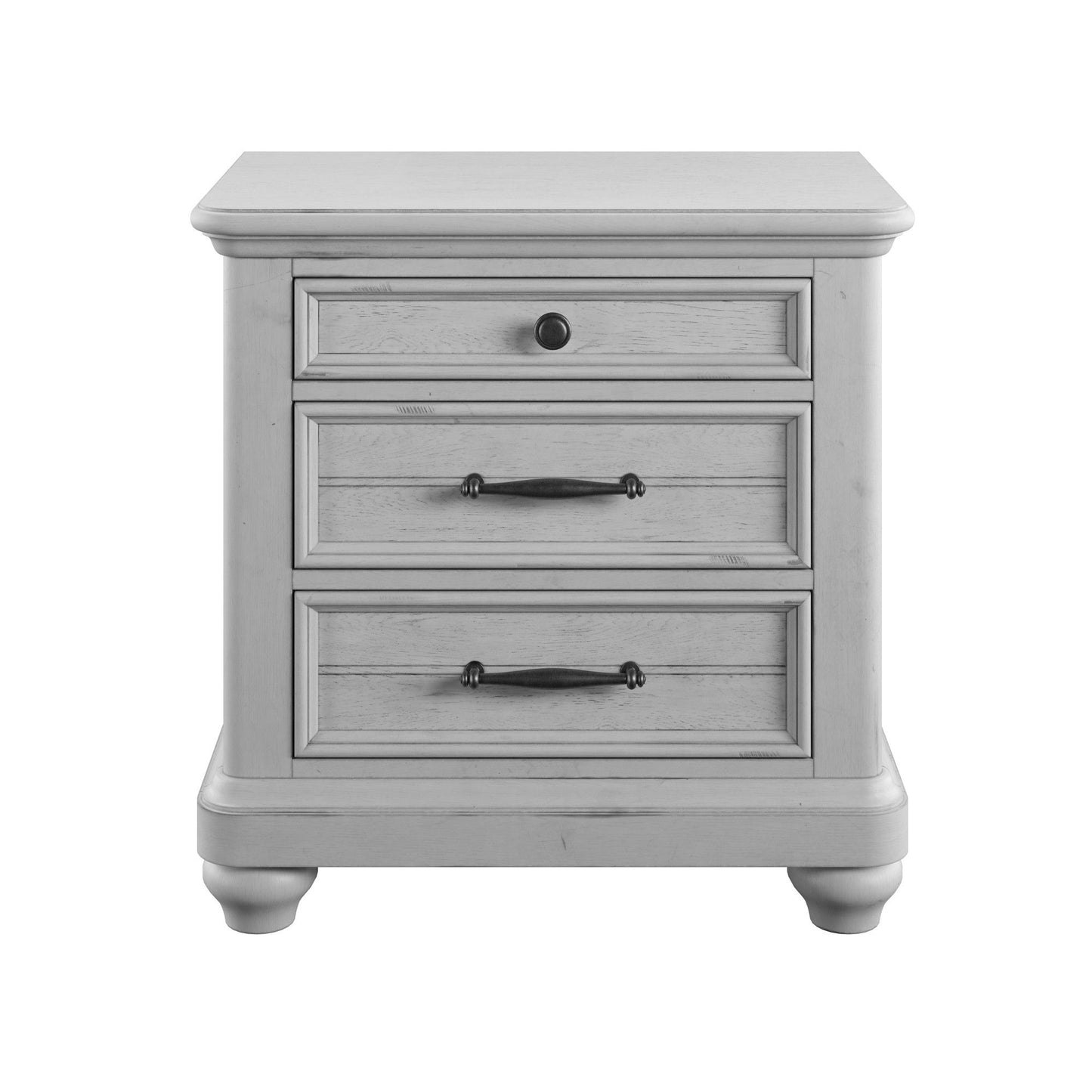 Mariano - 3 Drawer Nightstand With USB - Gray