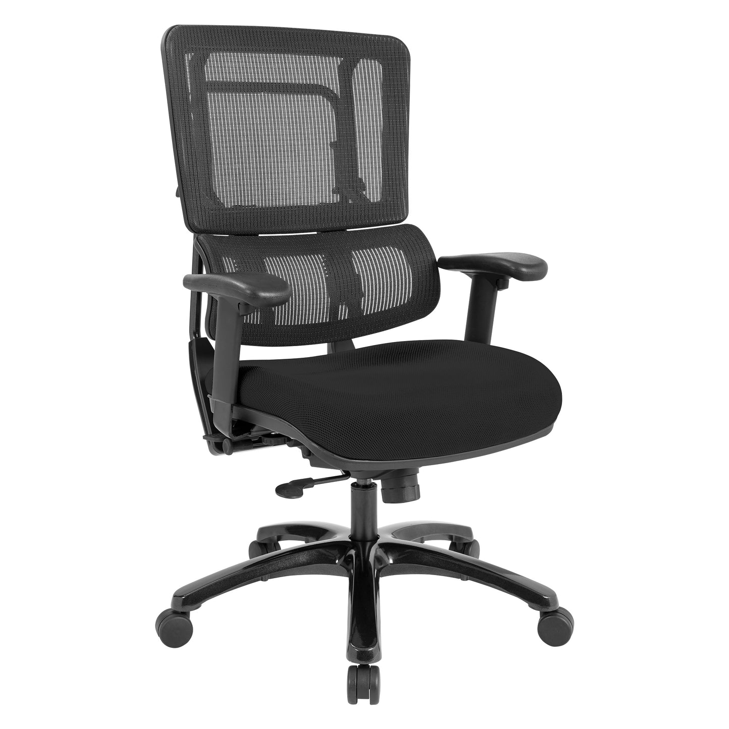 Vertical Black Mesh Back Chair with Shiny Black Base