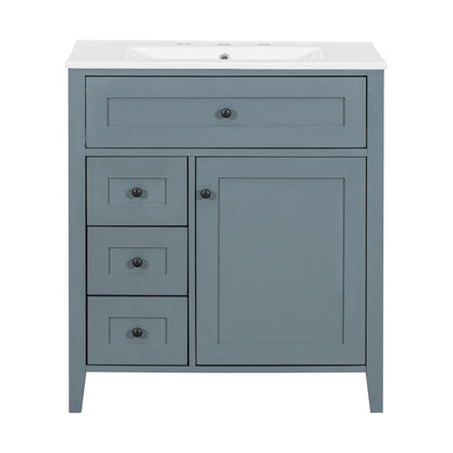 Modern Bathroom Vanity With Sink, 3 Drawers And Adjustable Shelf