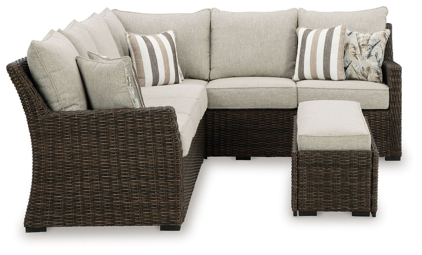 Brook Ranch - Brown - Sofa Sectional, Bench With Cushion (Set of 3)