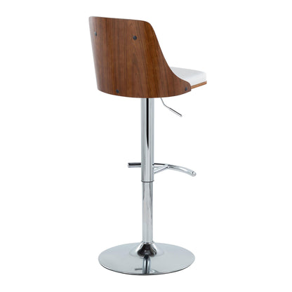 Gianna - Mid Century Modern Adjustable Barstool With Swivel With Rounded T Footrest (Set of 2)