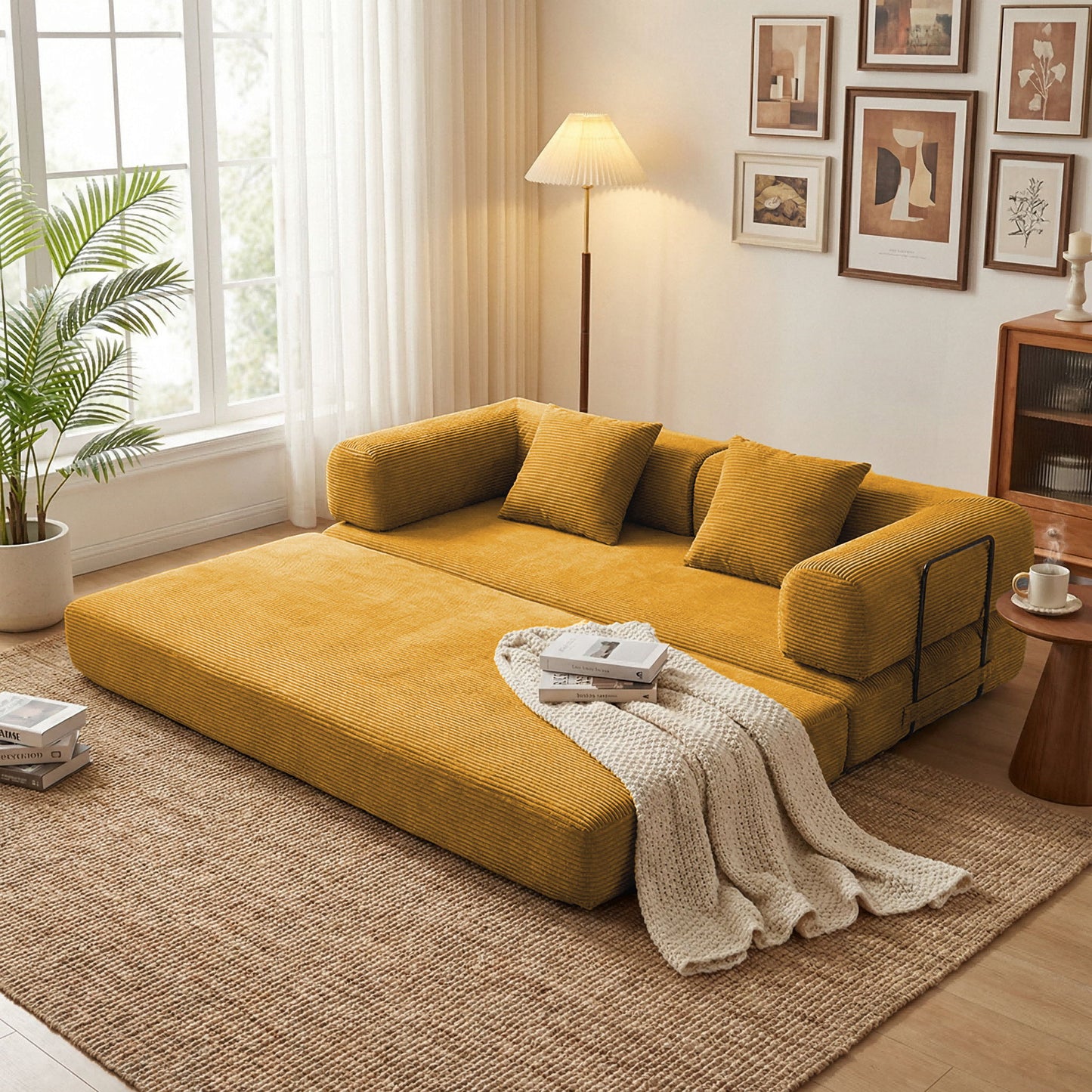 Convertible Sofa Bed With Removable Pillows