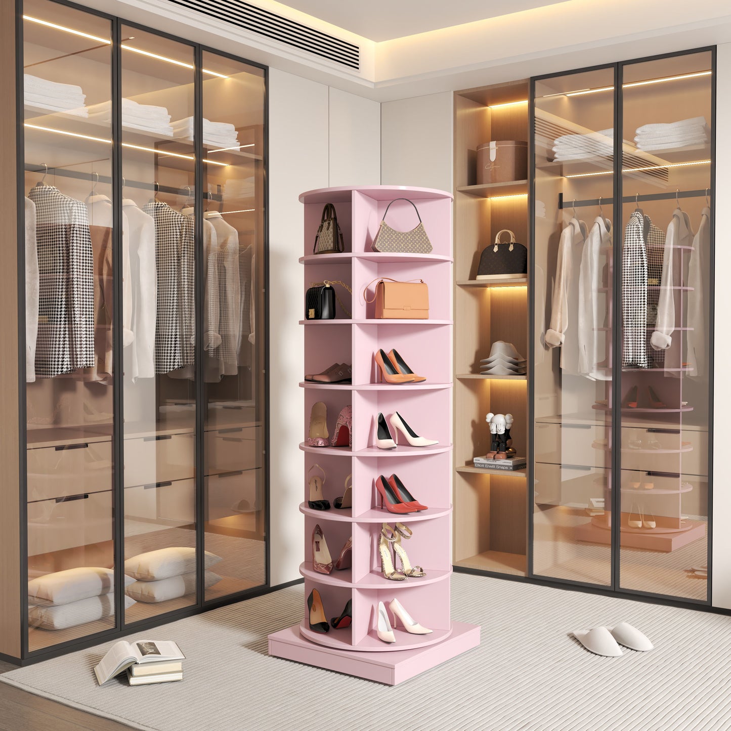 New 360 Rotating Shoe Cabinet 7 Layers Holds Up To 28 Paris Of Shoes