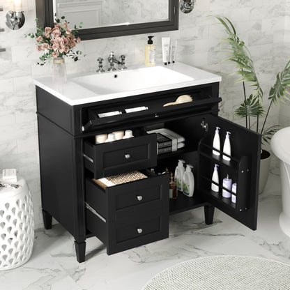 Bathroom Vanity With Top Sink, Storage Cabinet With 2 Drawers And Tip Out Drawer