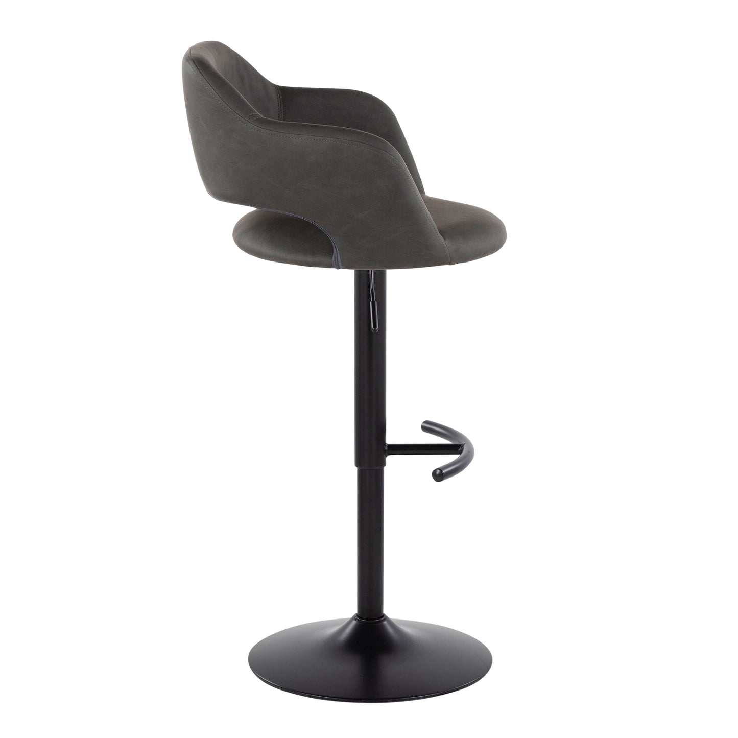 Margarite - Contemporary Adjustable Barstool With Swivel With Rounded T Footrest (Set of 2)