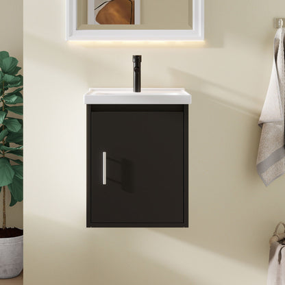 Floating Bathroom Vanity Combo, Wall Mounted Cabinet With Sink & Soft Close Doors For Small Bathrooms