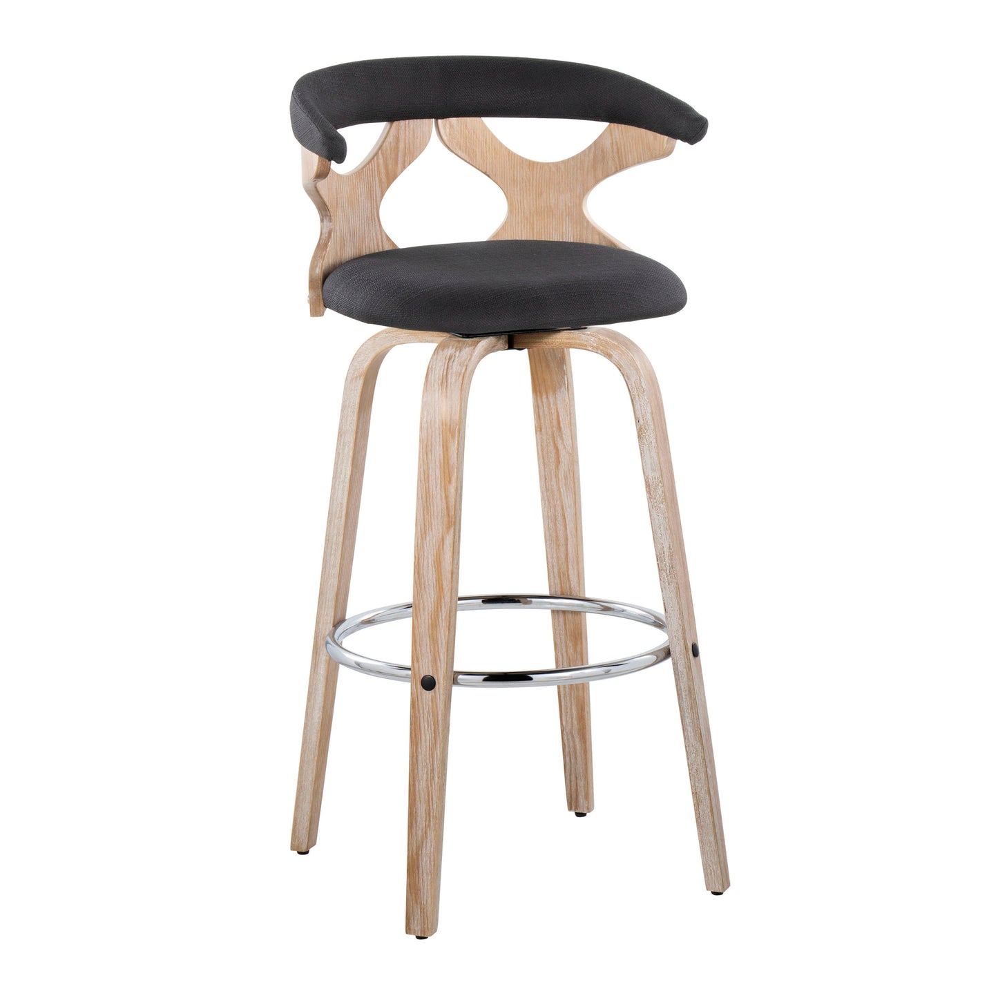 Gardenia - Contemporary Fixed Height Barstool With Swivel With Round Footrest (Set of 2)