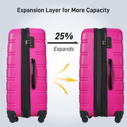 Hardshell Luggage Sets 2 Pieces + Bag Spinner Suitcase With Tsa Lock Lightweight 20" / 28" - Pink