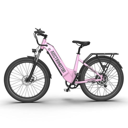 New Pattern 26" 750W Electric Bike Fat Tire 52V15Ah Removable Lithium Battery For Adults - Pink
