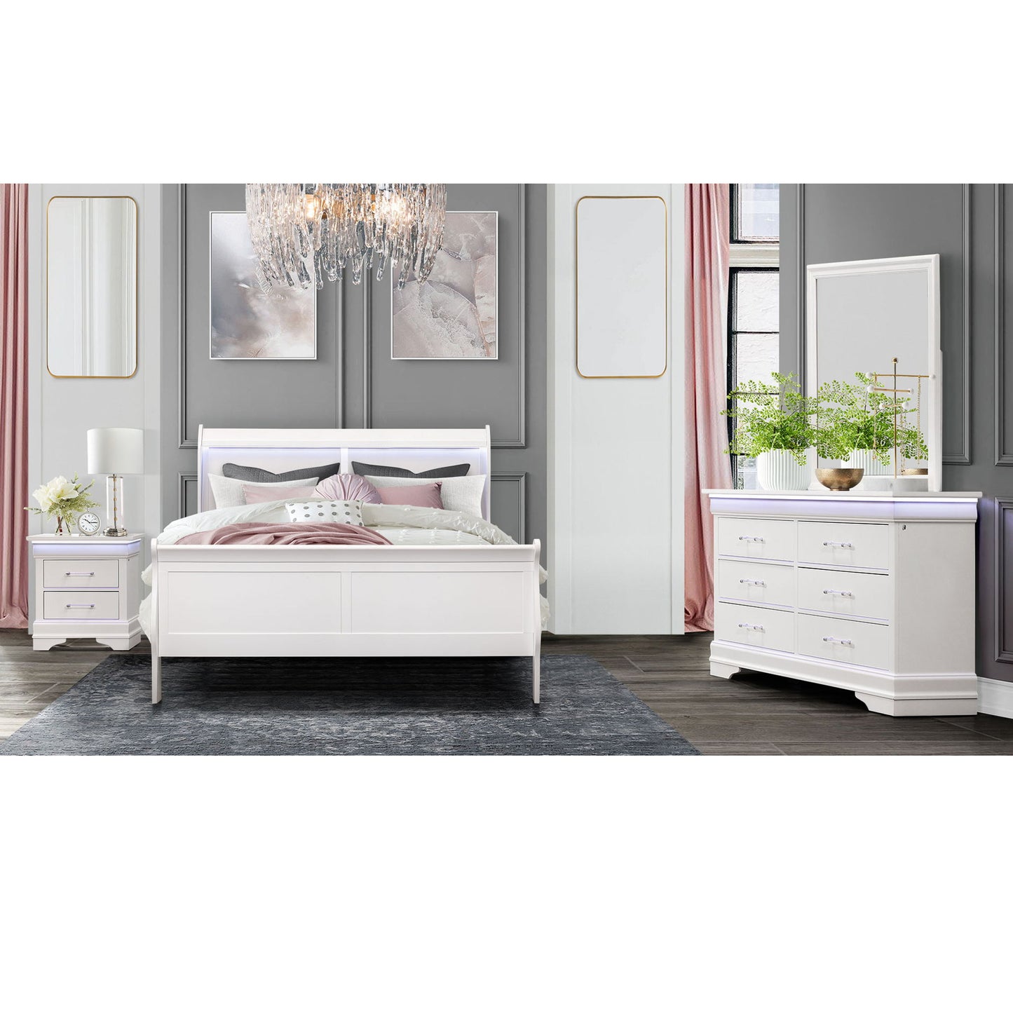 Charlston - 5 Piece Bedroom Set With LED Headboard