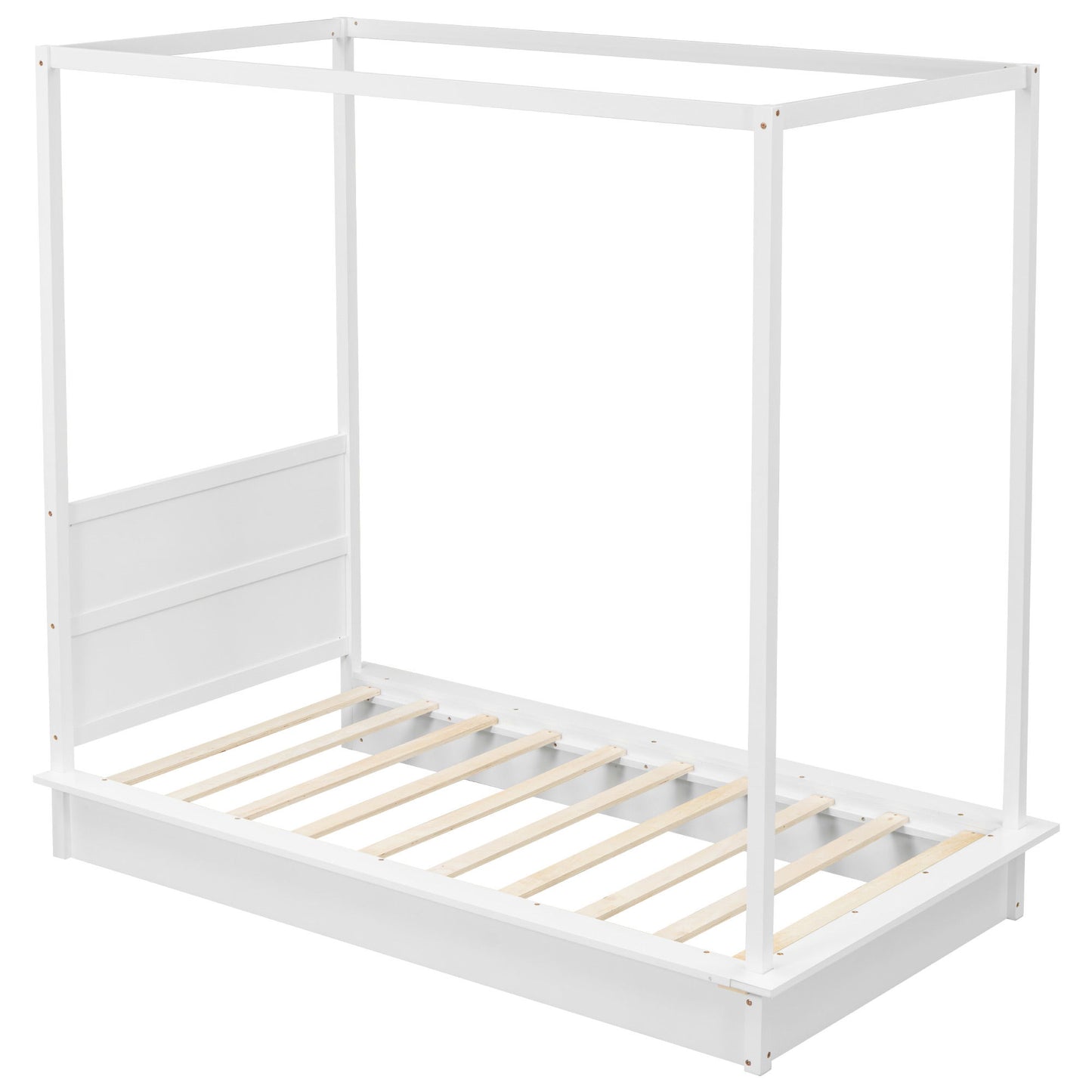 LED Canopy Bed, Canopy Platform Bed With Support Slats, No Box Spring Needed