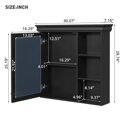 Wall Mounted Bathroom Medicine Cabinet With Mirror And Adjustable Storage With Soft Close Hinges