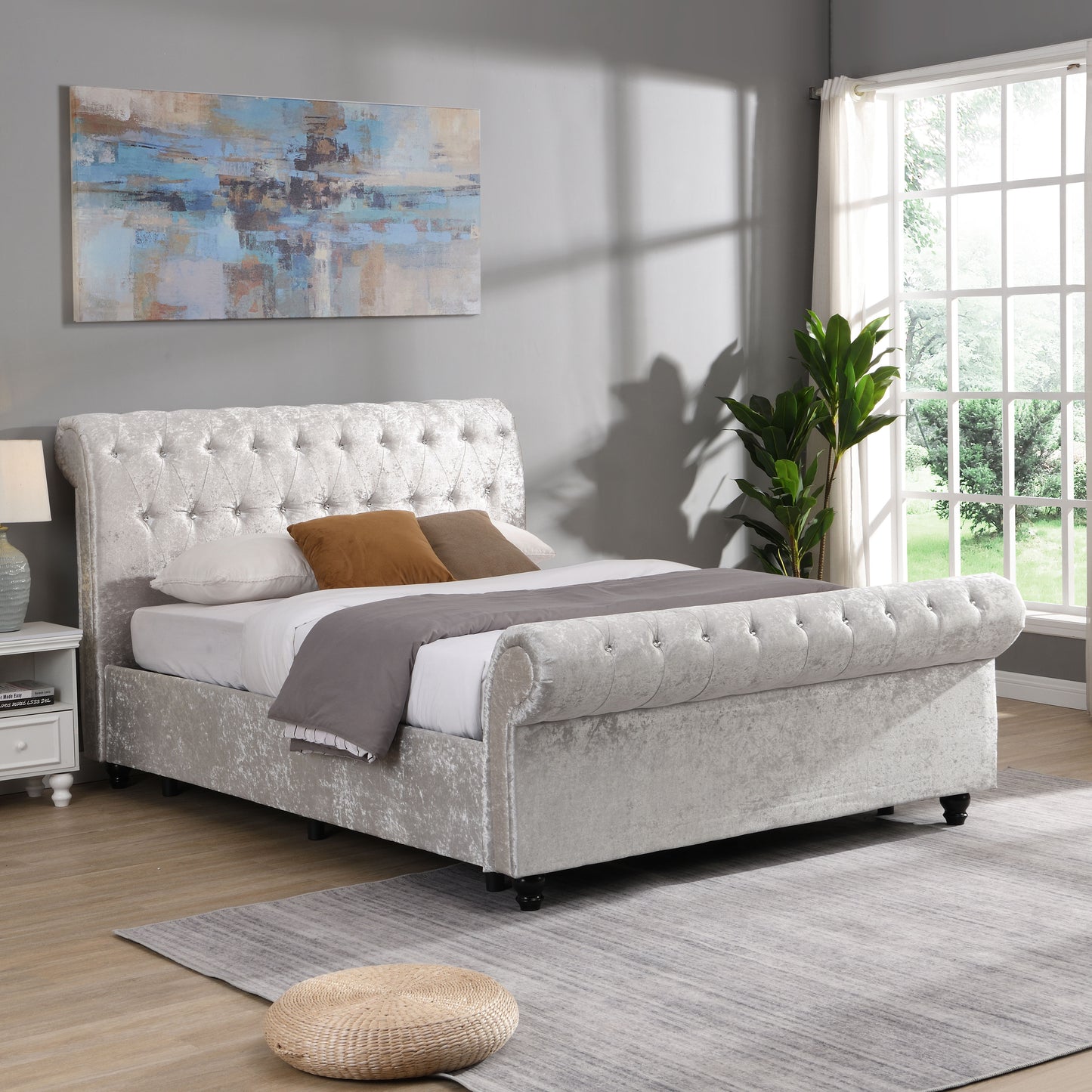 Hartfried - Queen Size Upholstered Storage Bed - Beige