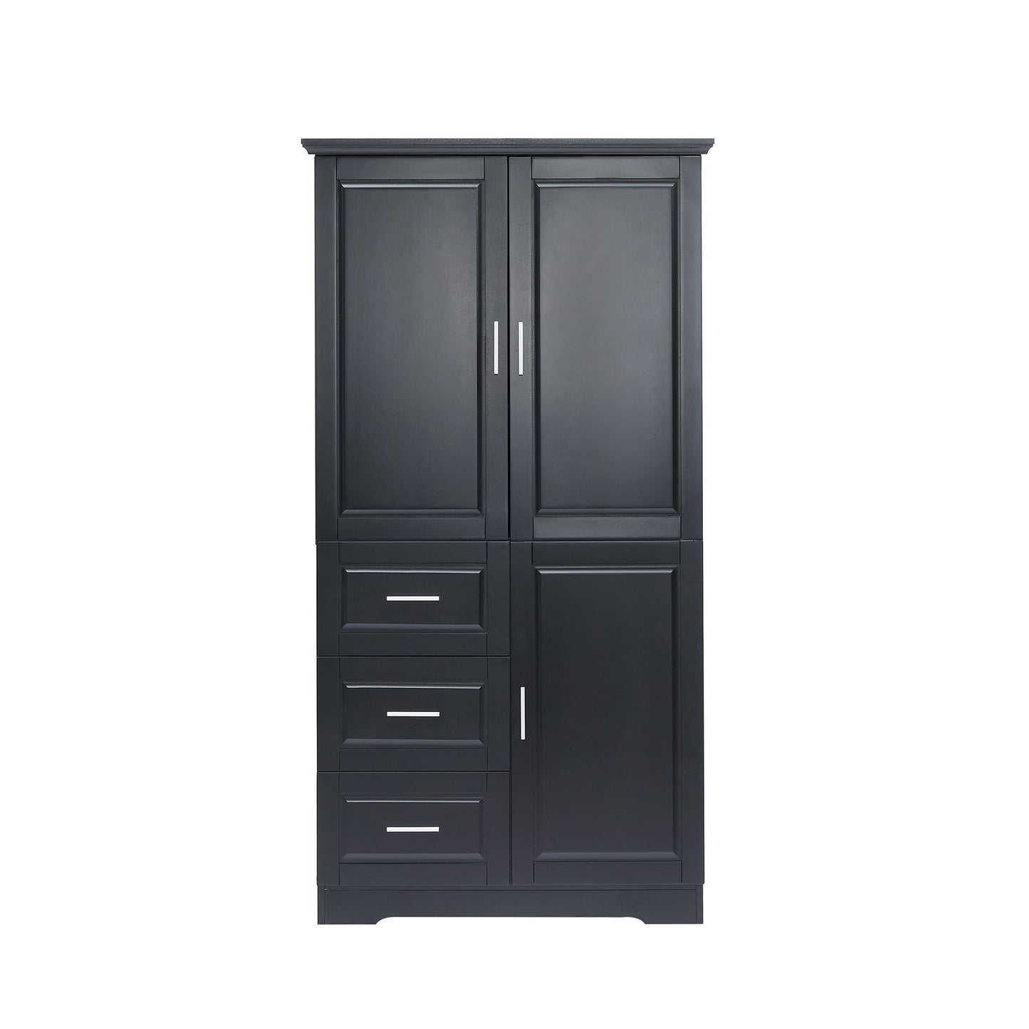 Tall Wide Storage Cabinet With Doors, 3 Drawers
