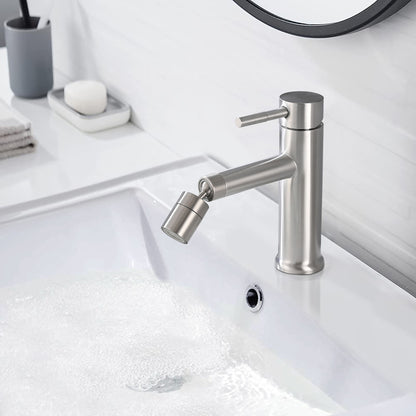 Bathroom Faucet With 2 Mode Functionality And 360 Degree Rotating Aerator Stainless Steel - Brushed Nickel