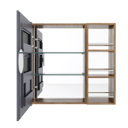 29.63" Wall Mounted Bathroom Cabinet With Adjustable Shelves - Imitative Oak