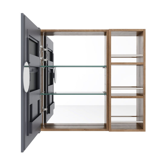 29.63" Wall Mounted Bathroom Cabinet With Adjustable Shelves - Imitative Oak