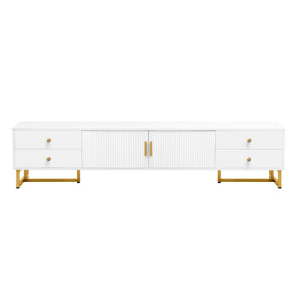 TV Media Console Table, TV Stand With Storage For Living Room - White