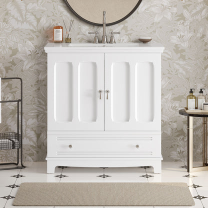 Bathroom Vanity With Sink, Cabinet With Adjustable Shelf And Drawer Divider