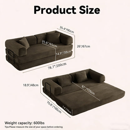Convertible Sofa Bed With Removable Pillows